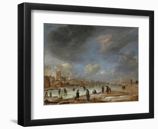 River View in the Winter-Aert van der Neer-Framed Art Print