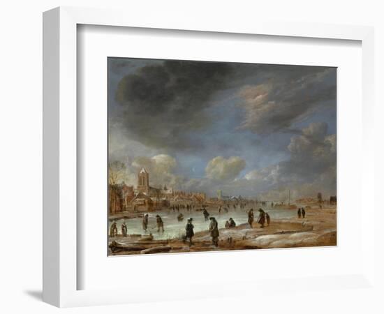 River View in the Winter-Aert van der Neer-Framed Art Print