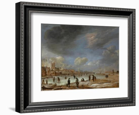 River View in the Winter-Aert van der Neer-Framed Art Print