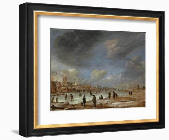 River View in the Winter-Aert van der Neer-Framed Art Print