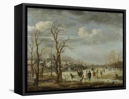 River View in the Winter-Aert van der Neer-Framed Stretched Canvas