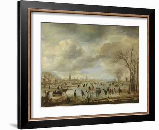 River View in Winter-Aert van der Neer-Framed Art Print