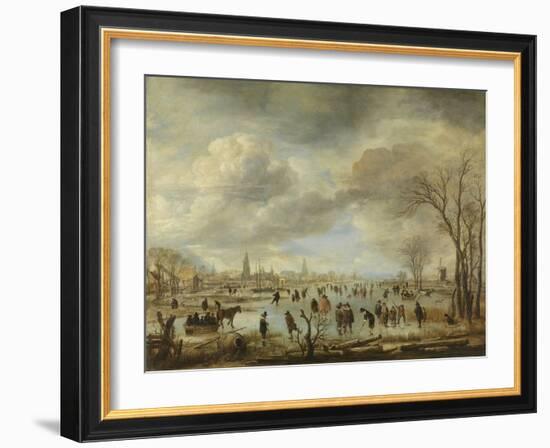 River View in Winter-Aert van der Neer-Framed Art Print
