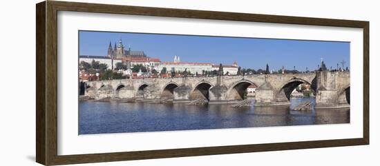 River Vltava with Charles Bridge and the Castle District with St. Vitus Cathedral and Royal Palace-Markus Lange-Framed Photographic Print