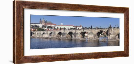 River Vltava with Charles Bridge and the Castle District with St. Vitus Cathedral and Royal Palace-Markus Lange-Framed Photographic Print