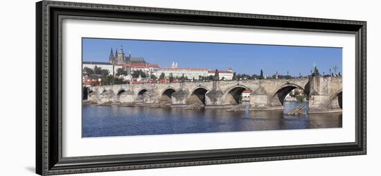 River Vltava with Charles Bridge and the Castle District with St. Vitus Cathedral and Royal Palace-Markus Lange-Framed Photographic Print