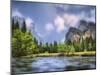 River with Mountain Range in the Background, Merced River, Yosemite Valley, Yosemite National Pa...-null-Mounted Photographic Print