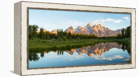 River with Teton Range in the background, Grand Teton National Park, Wyoming, USA-null-Framed Premier Image Canvas