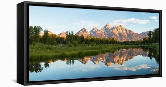 River with Teton Range in the background, Grand Teton National Park, Wyoming, USA-null-Framed Premier Image Canvas