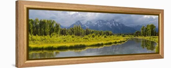 River with Teton Range in the background, Grand Teton National Park, Wyoming, USA-null-Framed Premier Image Canvas