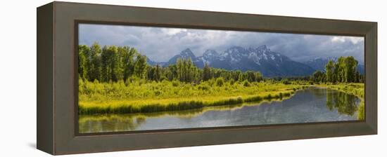 River with Teton Range in the background, Grand Teton National Park, Wyoming, USA-null-Framed Premier Image Canvas