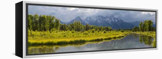 River with Teton Range in the background, Grand Teton National Park, Wyoming, USA-null-Framed Premier Image Canvas