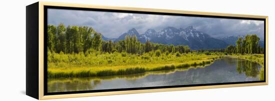 River with Teton Range in the background, Grand Teton National Park, Wyoming, USA-null-Framed Premier Image Canvas