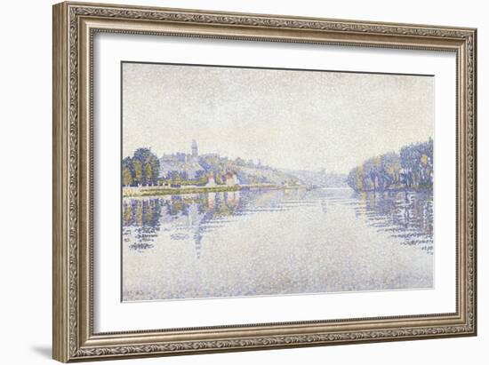 Riverbank, the Seine at Herblay-Paul Signac-Framed Art Print