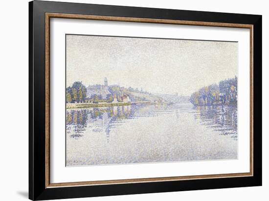 Riverbank, the Seine at Herblay-Paul Signac-Framed Art Print