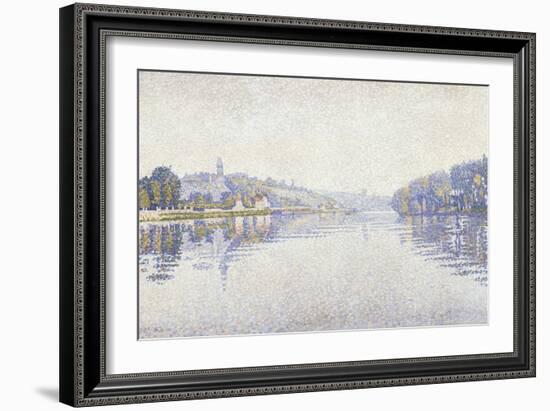 Riverbank, the Seine at Herblay-Paul Signac-Framed Art Print