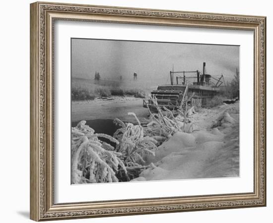 Riverboat and Plenty of Snow in Fairbanks-Nat Farbman-Framed Photographic Print