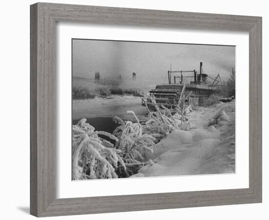 Riverboat and Plenty of Snow in Fairbanks-Nat Farbman-Framed Photographic Print