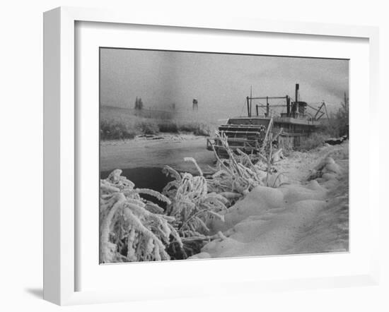 Riverboat and Plenty of Snow in Fairbanks-Nat Farbman-Framed Photographic Print