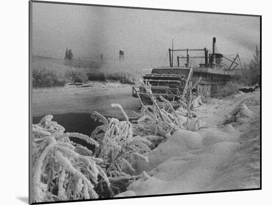 Riverboat and Plenty of Snow in Fairbanks-Nat Farbman-Mounted Photographic Print