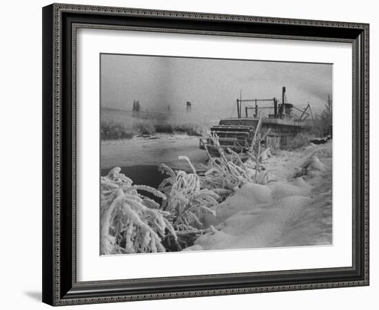 Riverboat and Plenty of Snow in Fairbanks-Nat Farbman-Framed Photographic Print