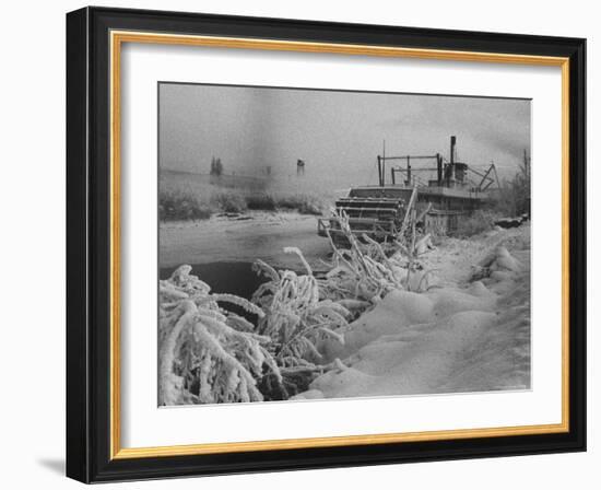 Riverboat and Plenty of Snow in Fairbanks-Nat Farbman-Framed Photographic Print