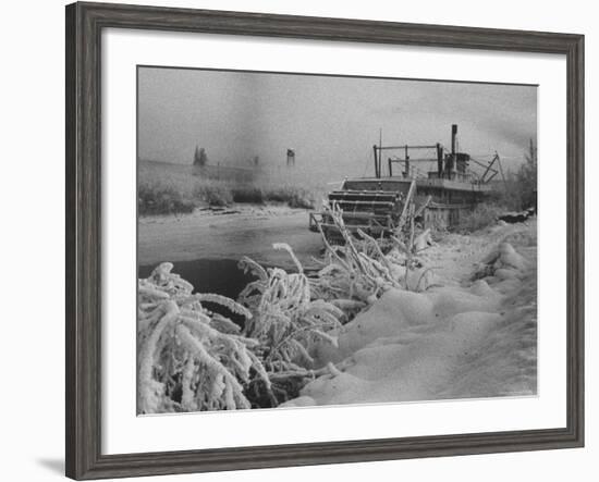 Riverboat and Plenty of Snow in Fairbanks-Nat Farbman-Framed Photographic Print