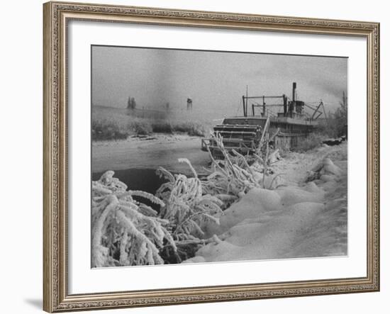 Riverboat and Plenty of Snow in Fairbanks-Nat Farbman-Framed Photographic Print