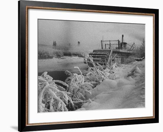 Riverboat and Plenty of Snow in Fairbanks-Nat Farbman-Framed Photographic Print