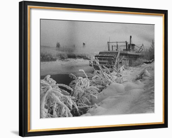 Riverboat and Plenty of Snow in Fairbanks-Nat Farbman-Framed Photographic Print