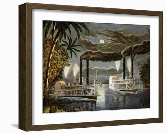 Riverboats on the Mississippi, Ca. 1850S-null-Framed Art Print