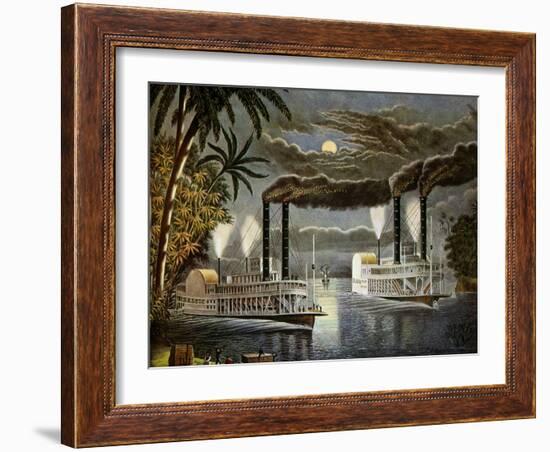 Riverboats on the Mississippi, Ca. 1850S-null-Framed Art Print