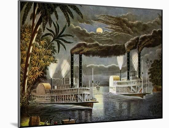 Riverboats on the Mississippi, Ca. 1850S-null-Mounted Art Print