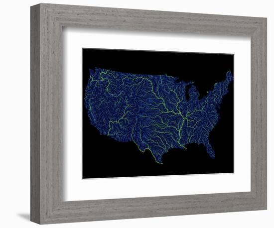 Rivers Of The Us In Blue And Green-Grasshopper Geography-Framed Premium Giclee Print