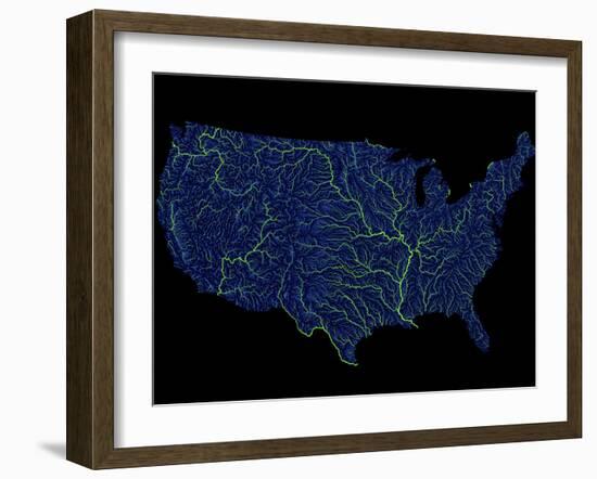 Rivers Of The Us In Blue And Green-Grasshopper Geography-Framed Giclee Print