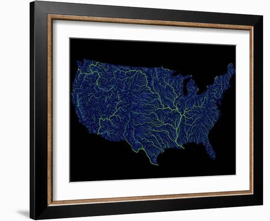 Rivers Of The Us In Blue And Green-Grasshopper Geography-Framed Giclee Print