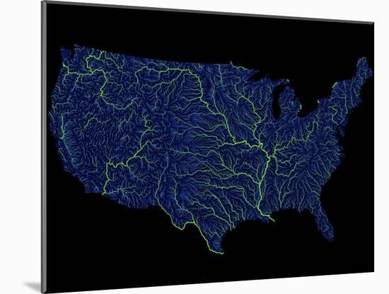 Rivers Of The Us In Blue And Green-Grasshopper Geography-Mounted Giclee Print