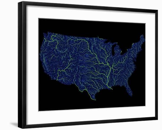 Rivers Of The Us In Blue And Green-Grasshopper Geography-Framed Giclee Print