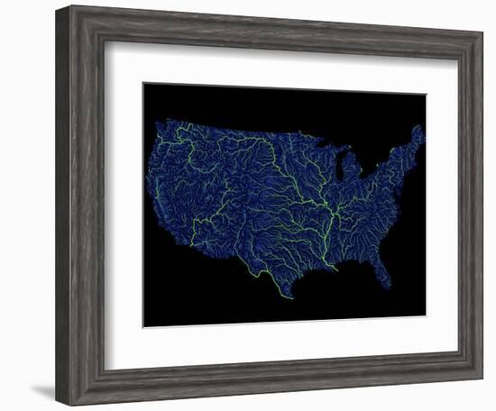 Rivers Of The Us In Blue And Green-Grasshopper Geography-Framed Giclee Print