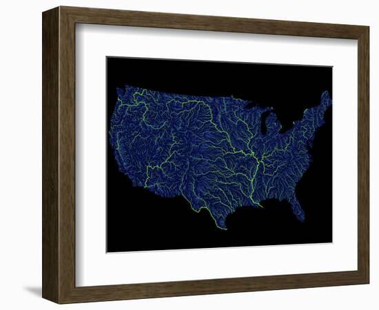 Rivers Of The Us In Blue And Green-Grasshopper Geography-Framed Giclee Print