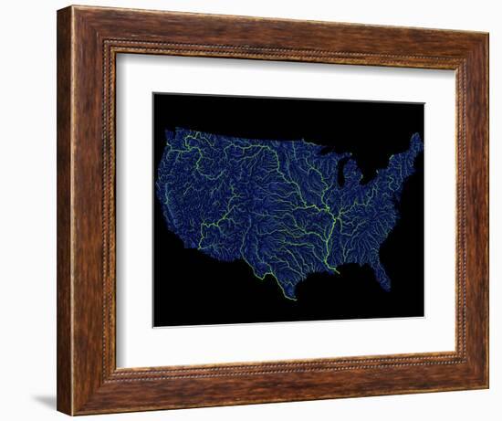 Rivers Of The Us In Blue And Green-Grasshopper Geography-Framed Giclee Print