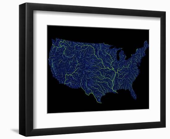 Rivers Of The Us In Blue And Green-Grasshopper Geography-Framed Giclee Print