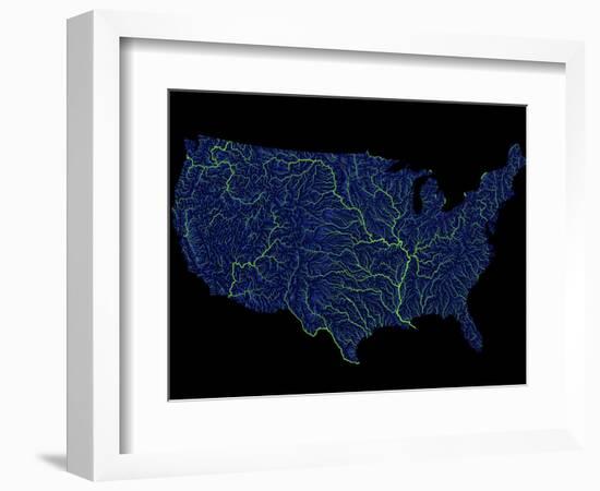 Rivers Of The Us In Blue And Green-Grasshopper Geography-Framed Giclee Print