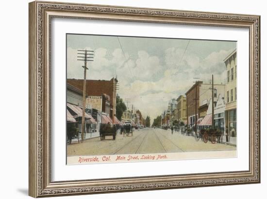 Riverside, CA Main Street View Looking North - Riverside, CA-Lantern Press-Framed Art Print