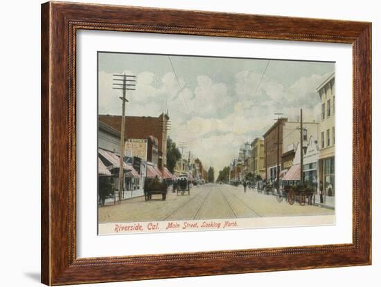 Riverside, CA Main Street View Looking North - Riverside, CA-Lantern Press-Framed Art Print