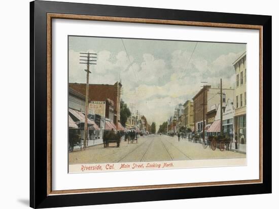 Riverside, CA Main Street View Looking North - Riverside, CA-Lantern Press-Framed Art Print