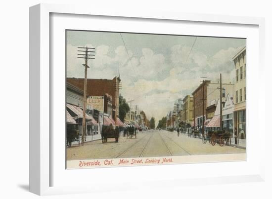 Riverside, CA Main Street View Looking North - Riverside, CA-Lantern Press-Framed Art Print