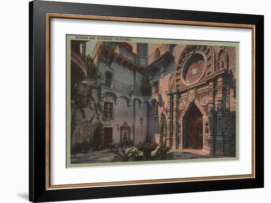 Riverside, CA - View of Mission Inn Courtyard-Lantern Press-Framed Art Print