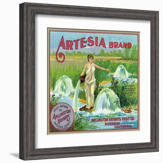 Riverside, California, Artesia Brand Citrus Label-Lantern Press-Framed Art Print