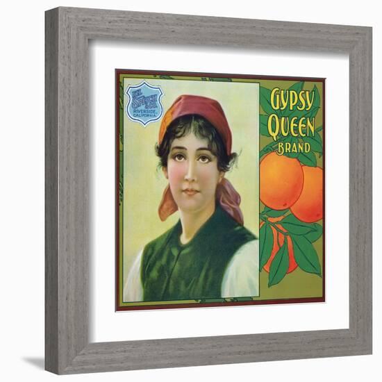 Riverside, California, Gypsy Queen Brand Citrus Label-Lantern Press-Framed Art Print